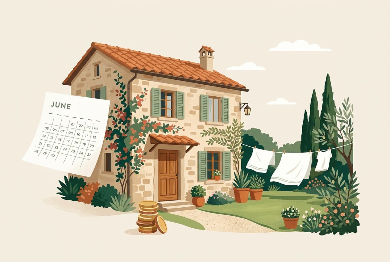 An Italian house with a calendar and coins